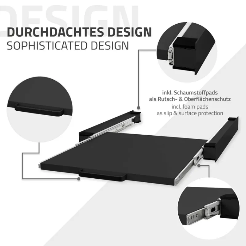 Zwischenbaurahmen für Waschmaschine Verbindungsrahmen mit ausziehbarer Ablage 60x60 cm in Schwarz ML-Design-ECD Germany Hot
