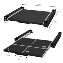Zwischenbaurahmen für Waschmaschine Verbindungsrahmen mit ausziehbarer Ablage 60x60 cm in Schwarz ML-Design-ECD Germany Hot