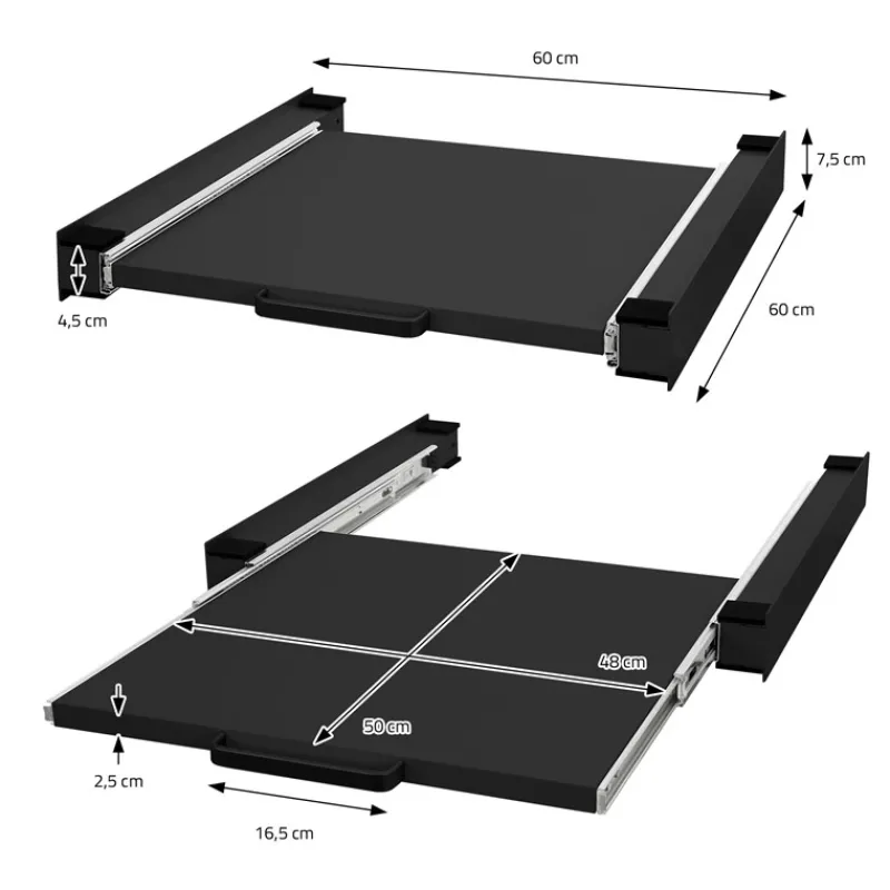 Zwischenbaurahmen für Waschmaschine Verbindungsrahmen mit ausziehbarer Ablage 60x60 cm in Schwarz ML-Design-ECD Germany Hot