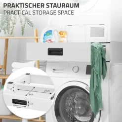 Zwischenbaurahmen für Waschmaschine Verbindungsrahmen mit Schublade 60,5x54 cm in Weiß ML-Design-ECD Germany Online