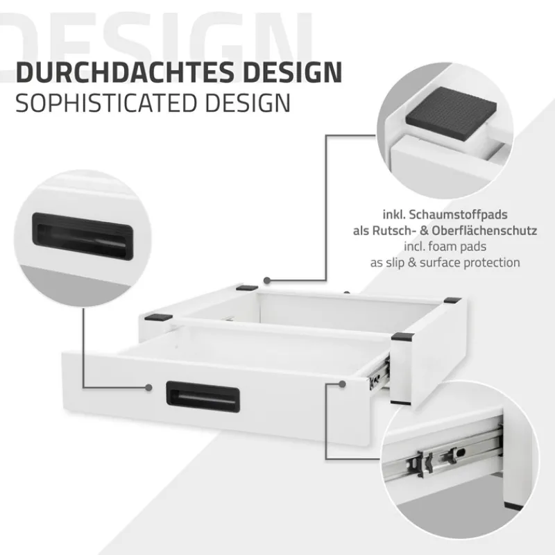Zwischenbaurahmen für Waschmaschine Verbindungsrahmen mit Schublade 60,5x54 cm in Weiß ML-Design-ECD Germany Online