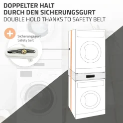 Zwischenbaurahmen für Waschmaschine Verbindungsrahmen mit Schublade 60,5x54 cm in Weiß ML-Design-ECD Germany Online