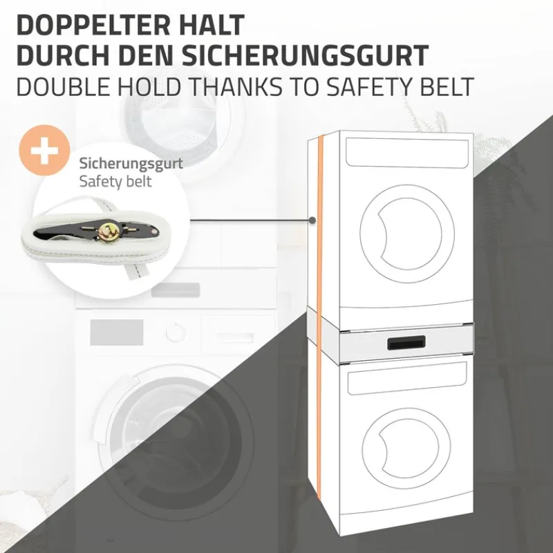 Zwischenbaurahmen für Waschmaschine Verbindungsrahmen mit Schublade 60,5x54 cm in Weiß ML-Design-ECD Germany Online