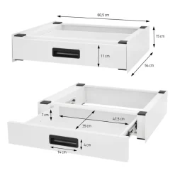 Zwischenbaurahmen für Waschmaschine Verbindungsrahmen mit Schublade 60,5x54 cm in Weiß ML-Design-ECD Germany Online