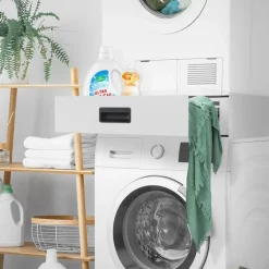 Zwischenbaurahmen für Waschmaschine Verbindungsrahmen mit Schublade 60,5x54 cm in Weiß ML-Design-ECD Germany Online