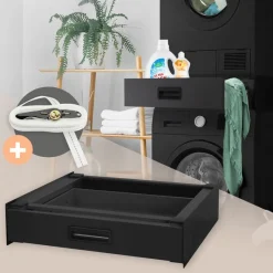 Zwischenbaurahmen für Waschmaschine Verbindungsrahmen mit Schublade 60,5x54 cm in Schwarz ML-Design-ECD Germany Sale