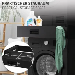 Zwischenbaurahmen für Waschmaschine Verbindungsrahmen mit Schublade 60,5x54 cm in Schwarz ML-Design-ECD Germany Sale