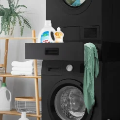 Zwischenbaurahmen für Waschmaschine Verbindungsrahmen mit Schublade 60,5x54 cm in Schwarz ML-Design-ECD Germany Sale